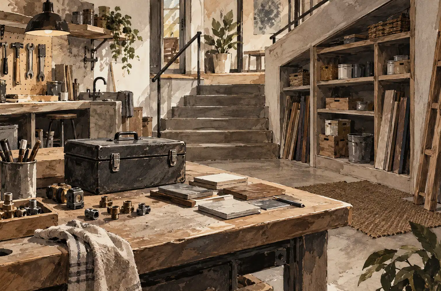 Illustration of property service businesses and their working space